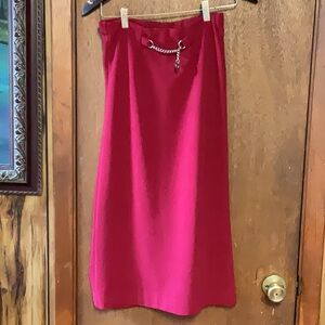 Pink Midi A-Line Skirt with Tie Front